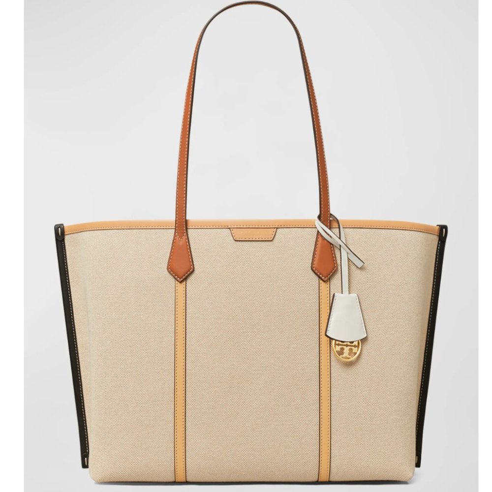 NEW Tory Burch Perry Canvas & Leather Tote Bag